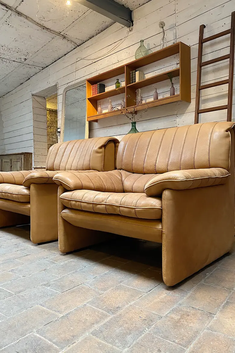 Paire de fauteuils De Sede DS 86  en cuir Années 70