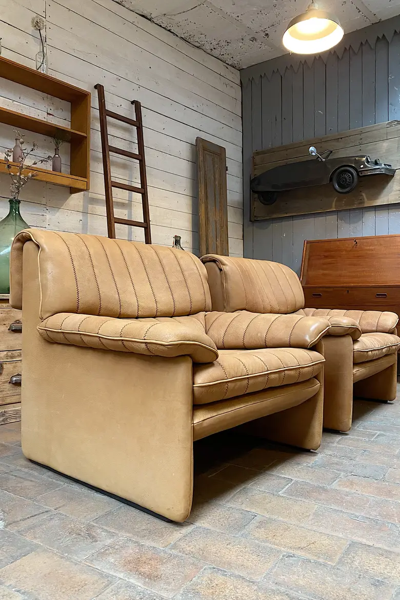 Paire de fauteuils De Sede DS 86  en cuir Années 70