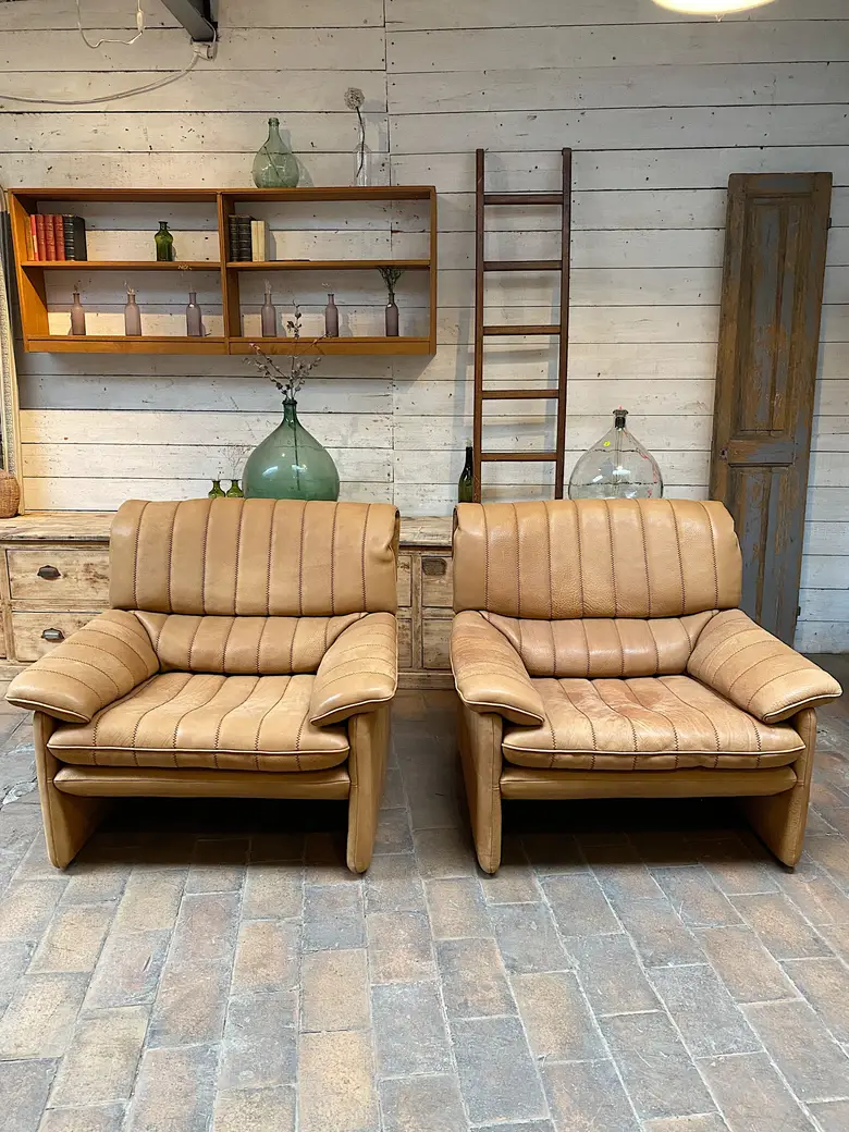 Paire de fauteuils De Sede DS 86 en cuir Années 70