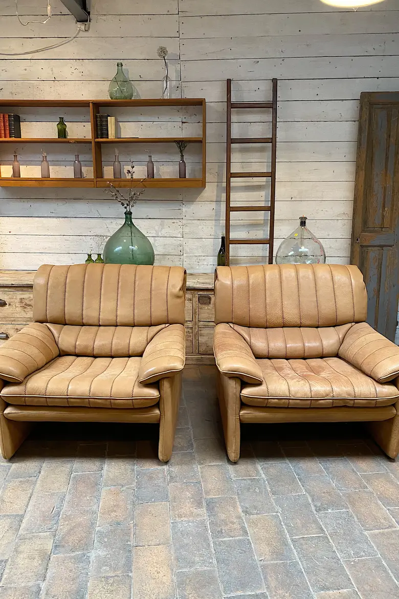 Paire de fauteuils De Sede DS 86  en cuir Années 70