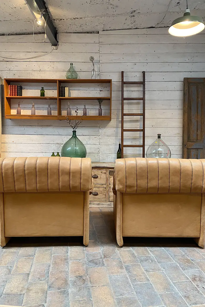 Paire de fauteuils De Sede DS 86  en cuir Années 70
