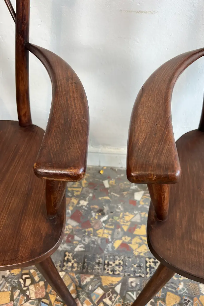 Paire de fauteuils en hêtre – Années 60