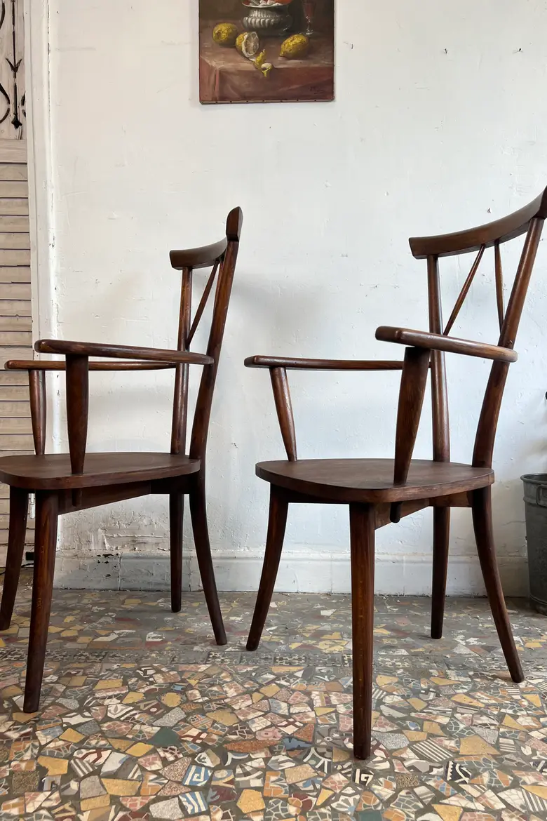 Paire de fauteuils en hêtre – Années 60