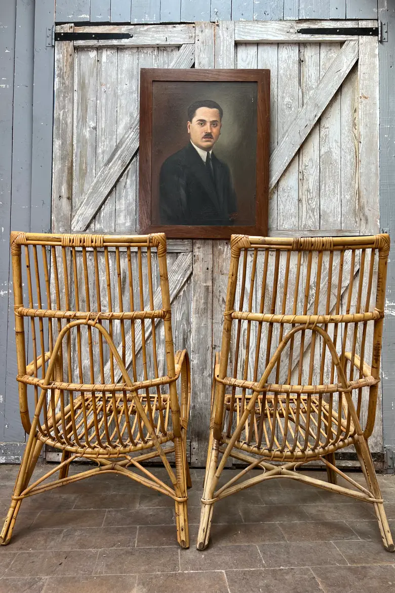 Paire de fauteuils en rotin
