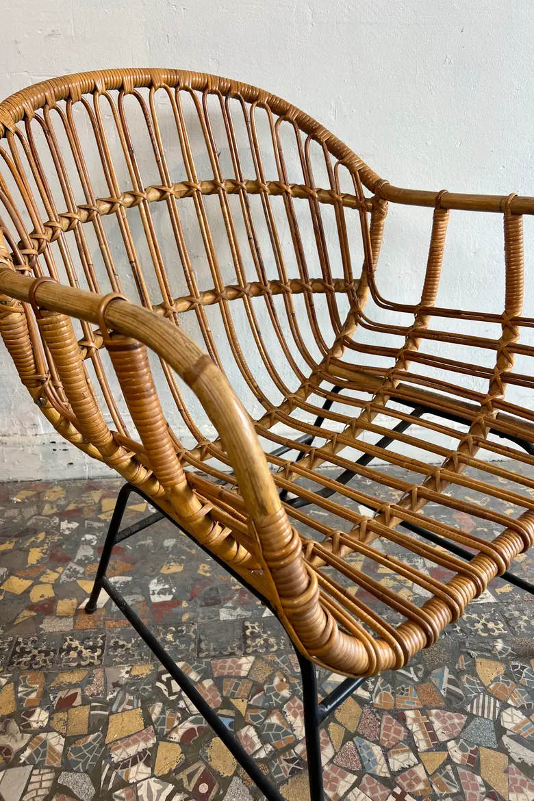Paire de fauteuils en rotin – Années 50