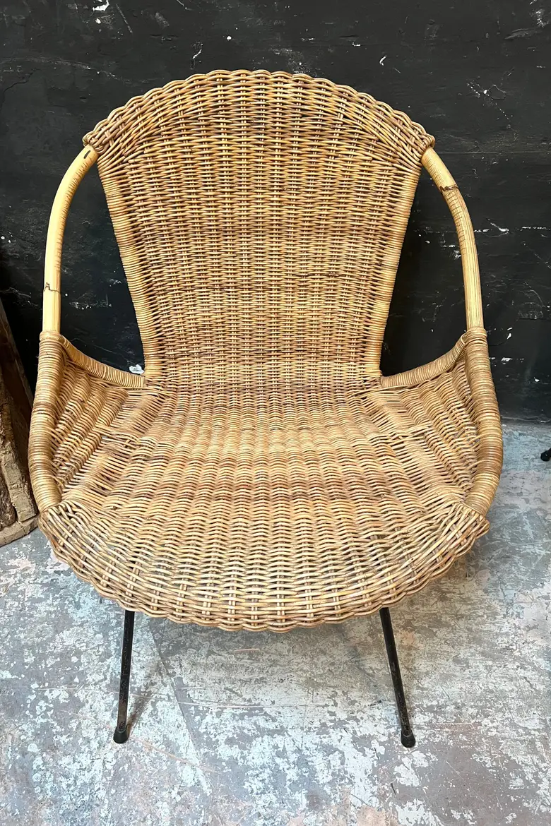 Paire de fauteuils en rotin Années 50