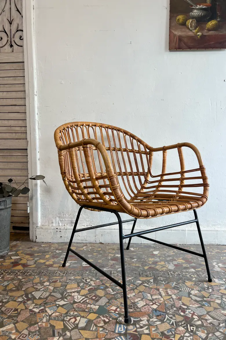 Paire de fauteuils en rotin – Années 50