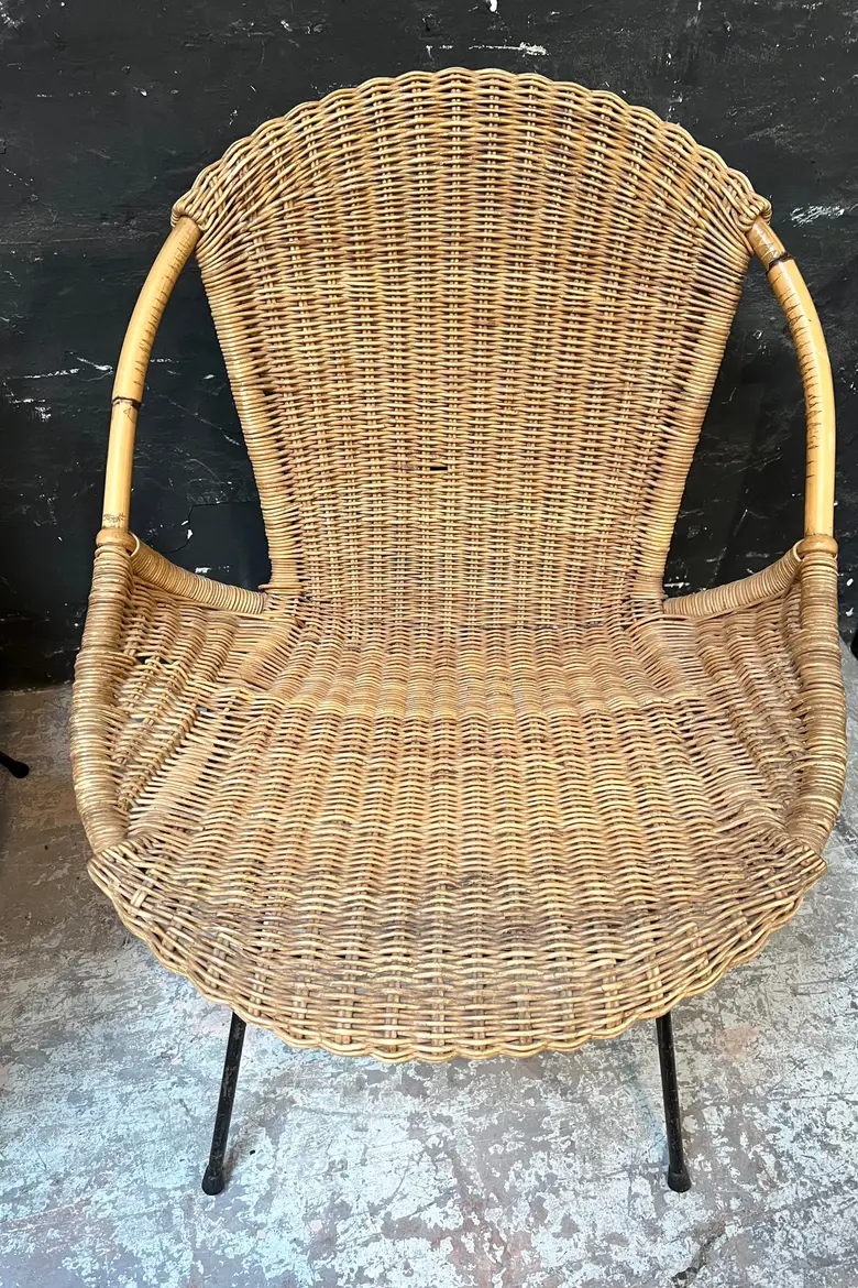 Paire de fauteuils en rotin Années 50