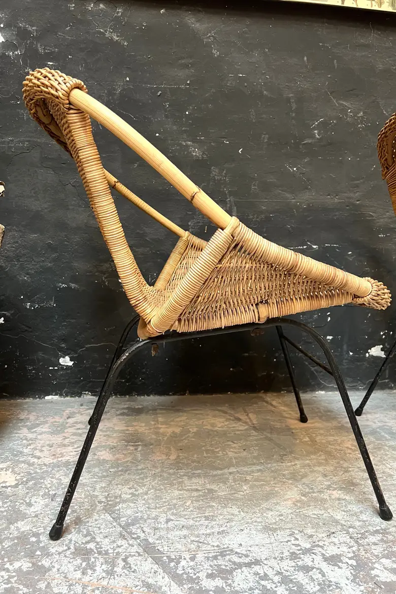 Paire de fauteuils en rotin Années 50