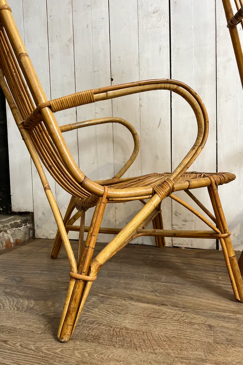 Paire de fauteuils en rotin Années 60