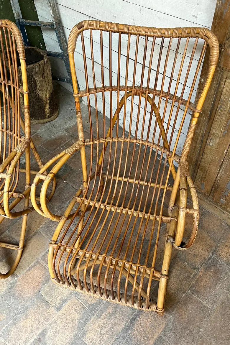 Paire de fauteuils en rotin Années 60