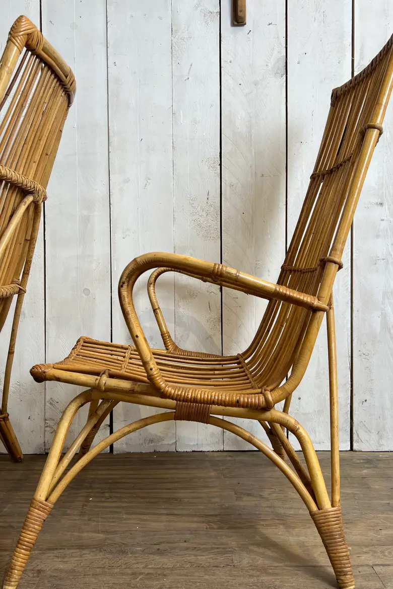 Paire de fauteuils en rotin Années 60
