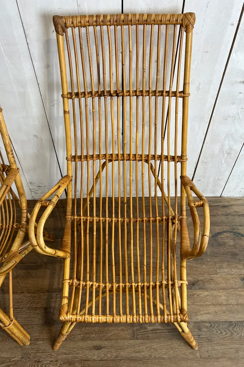 Paire de fauteuils en rotin Années 60