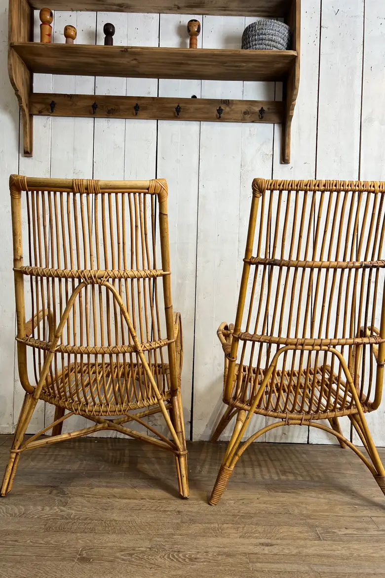 Paire de fauteuils en rotin Années 60