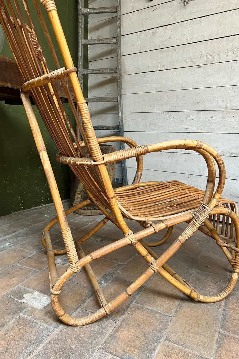 Paire de fauteuils en rotin Années 60