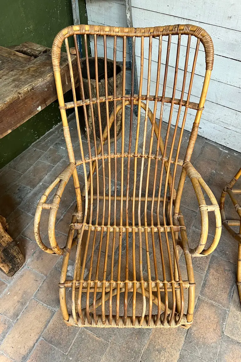 Paire de fauteuils en rotin Années 60
