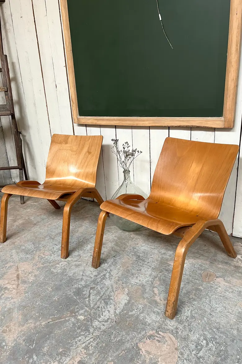 Paire de fauteuils modernes minimalistes Années 50