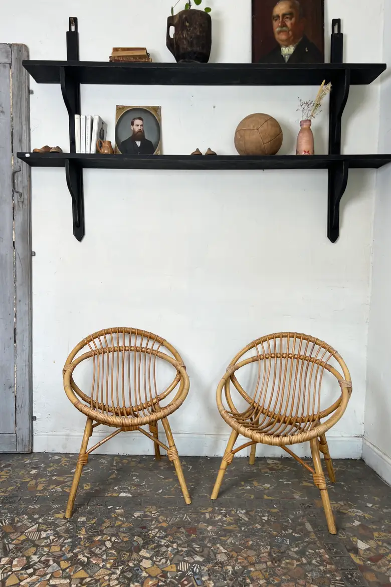 Paire de fauteuils ronds en rotin