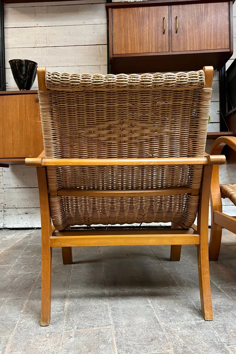 Paire de fauteuils vintage en osier Années 40