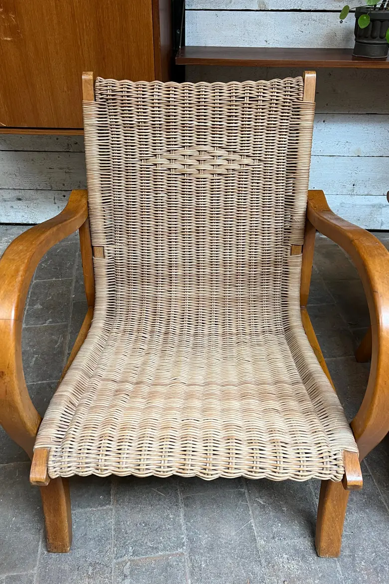 Paire de fauteuils vintage en osier Années 40