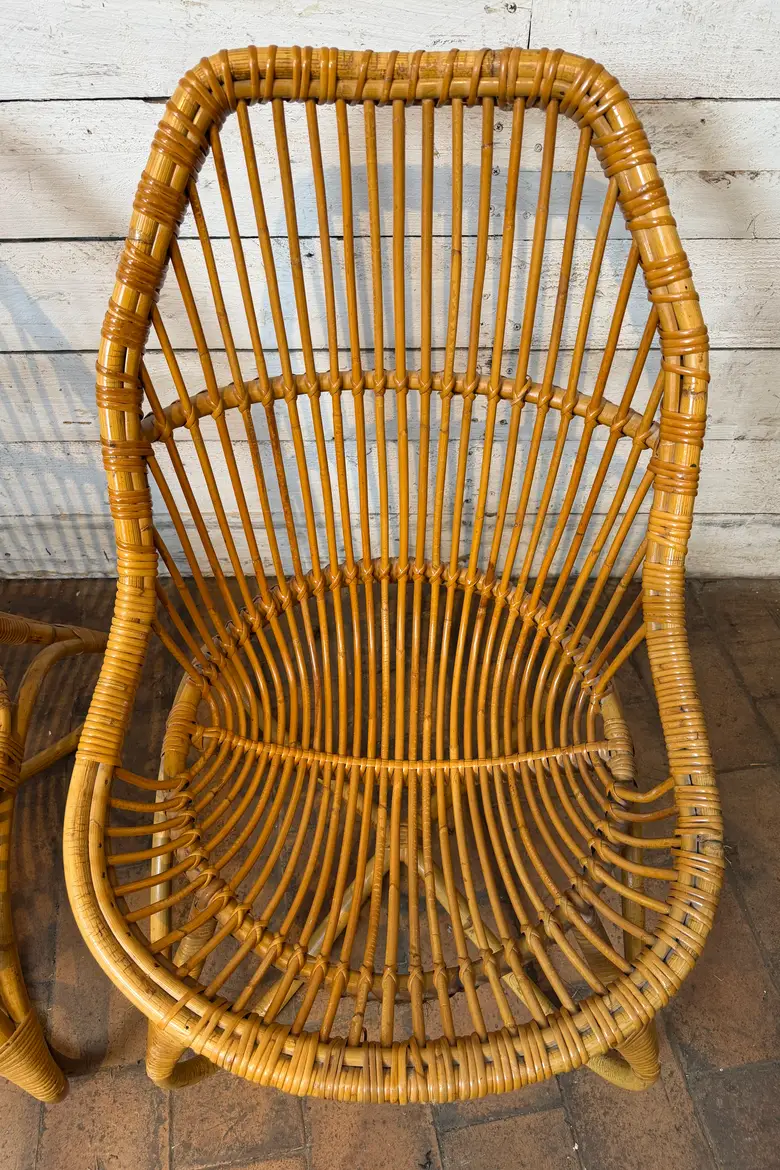 Paire de fauteuils vintage en rotin