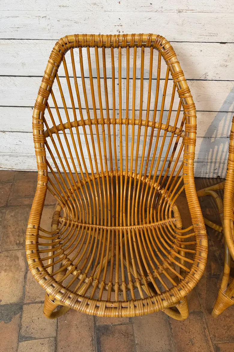 Paire de fauteuils vintage en rotin