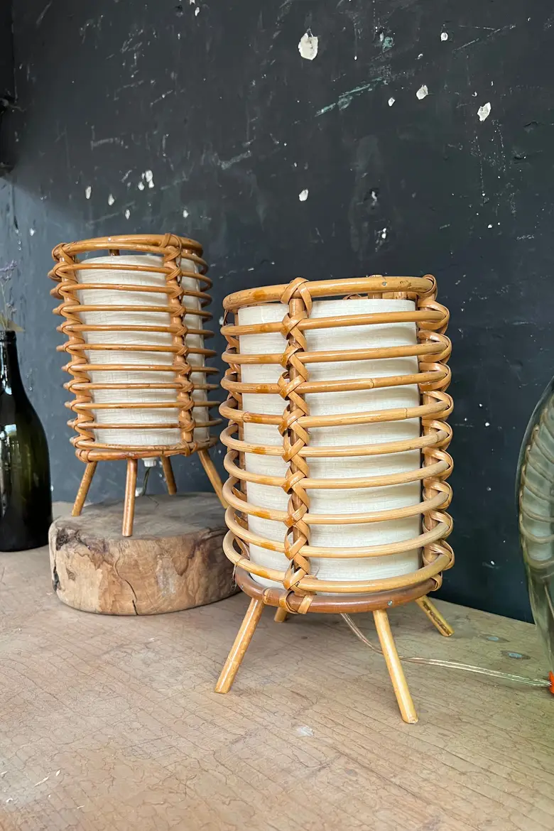 Paire de lampes en rotin Années 60