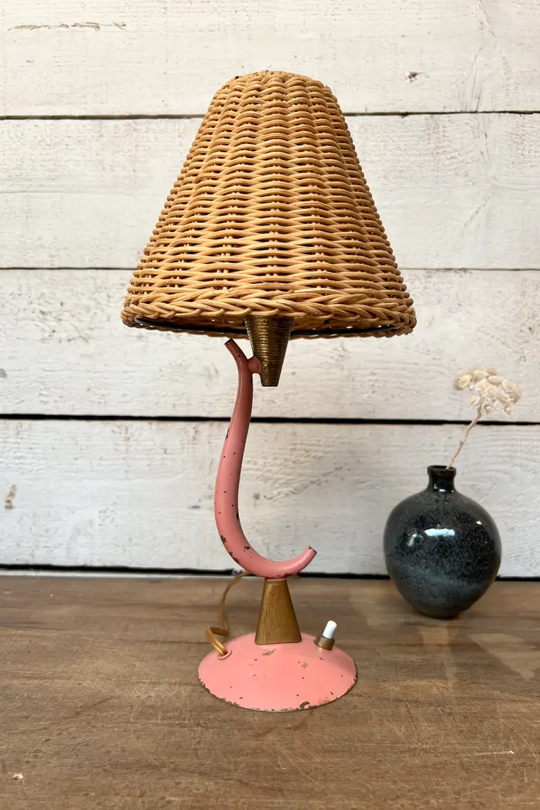 Paire de lampes roses et dorés 1940
