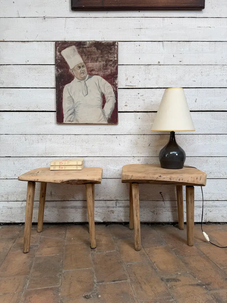 Paire de tables d’appoint brutalistes – années 50/60 — Paire de tables d’appoint brutalistes – années 50/60