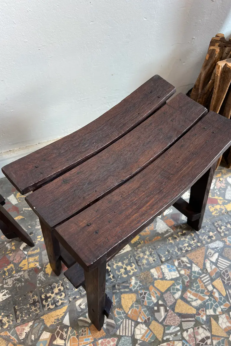 Paire de tabourets en chêne - années 50-60
