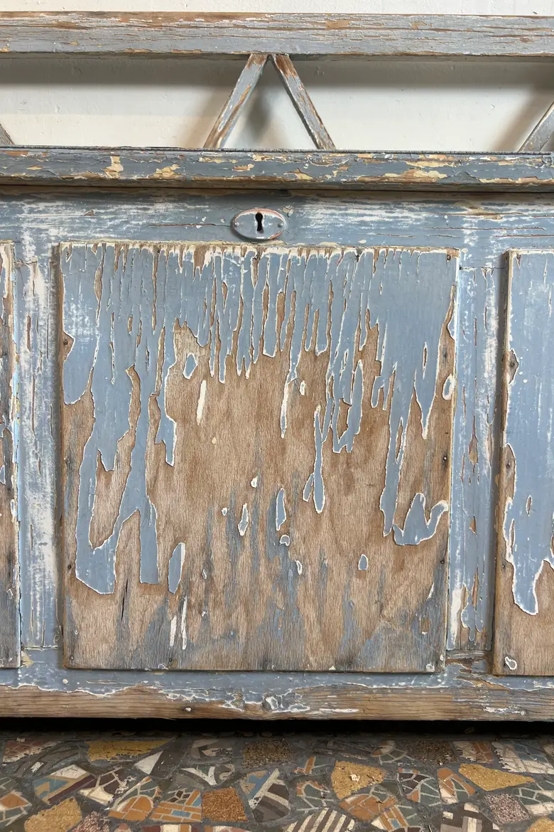 Petit banc coffre bleu – début XXe