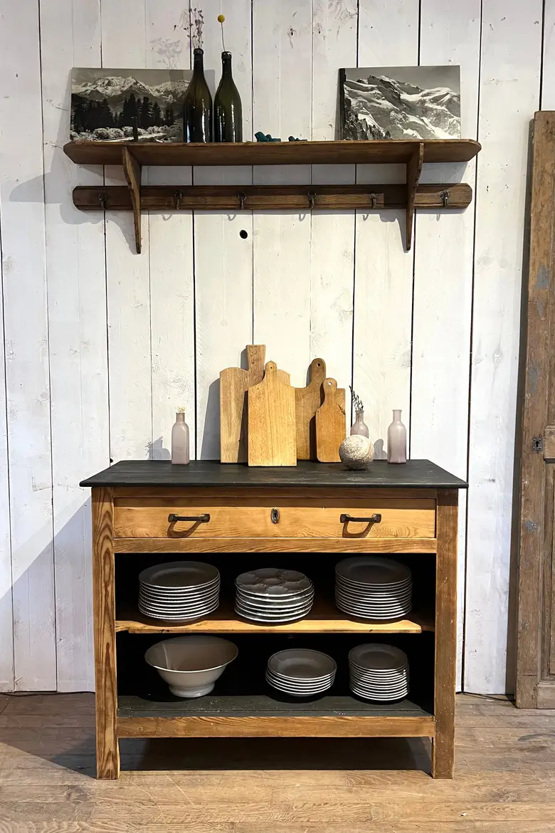 Petit buffet étagère en sapin Début XXème