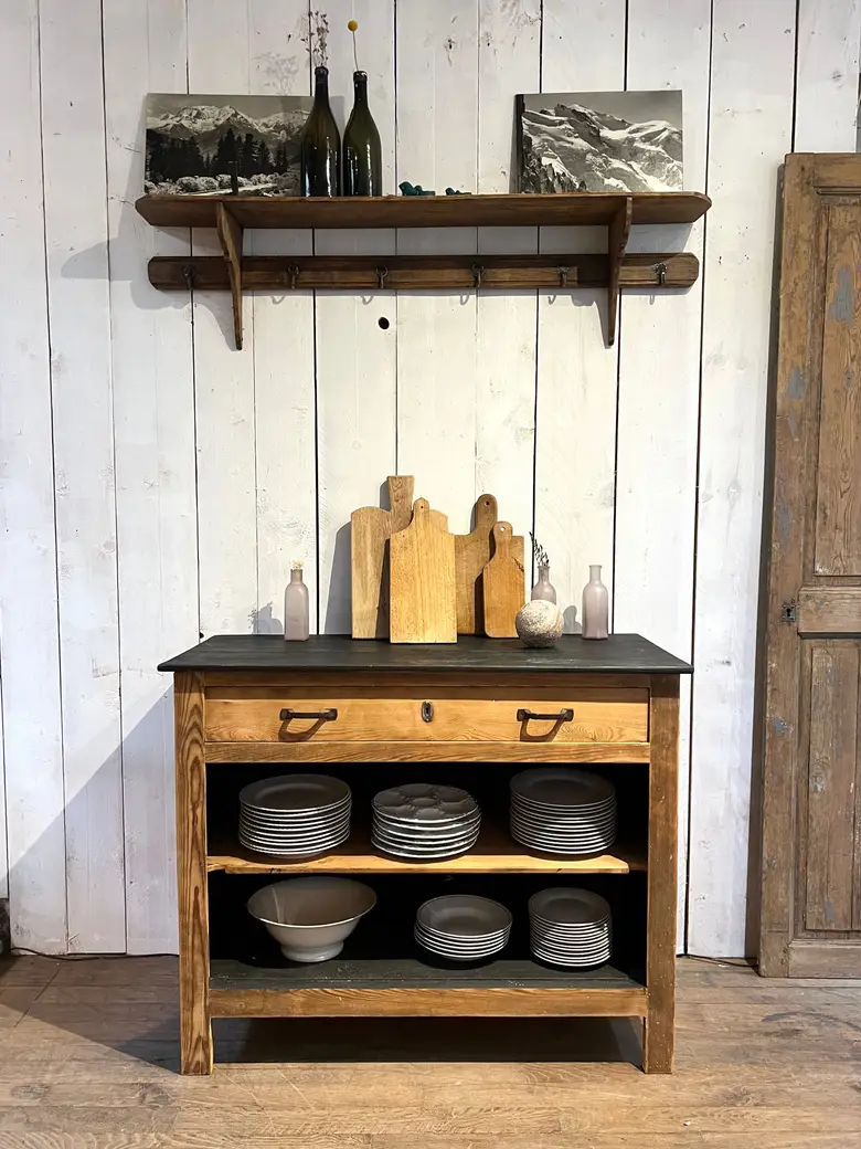 Petit buffet étagère en sapin Début XXème