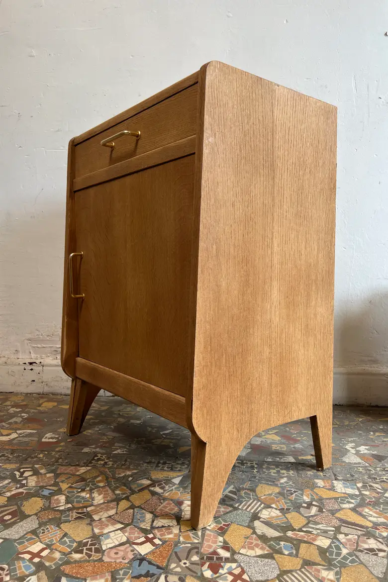 Petit chevet vintage en chêne – Années 50