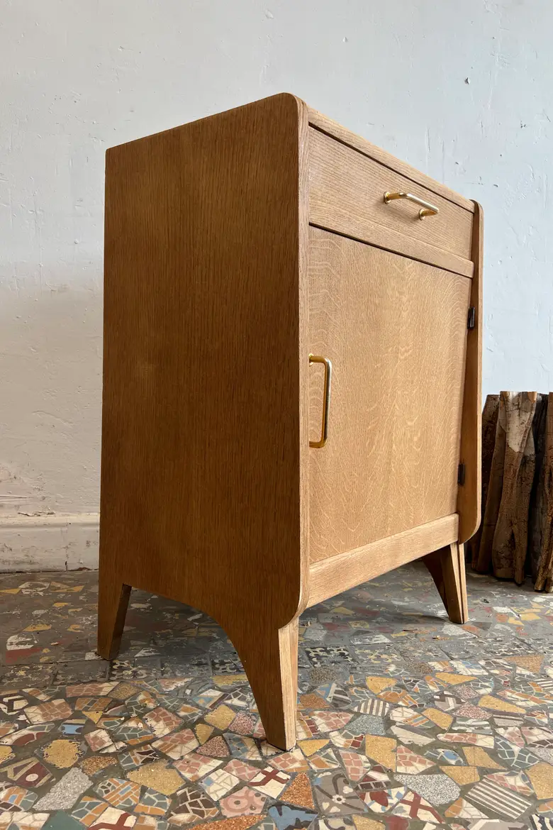 Petit chevet vintage en chêne – Années 50