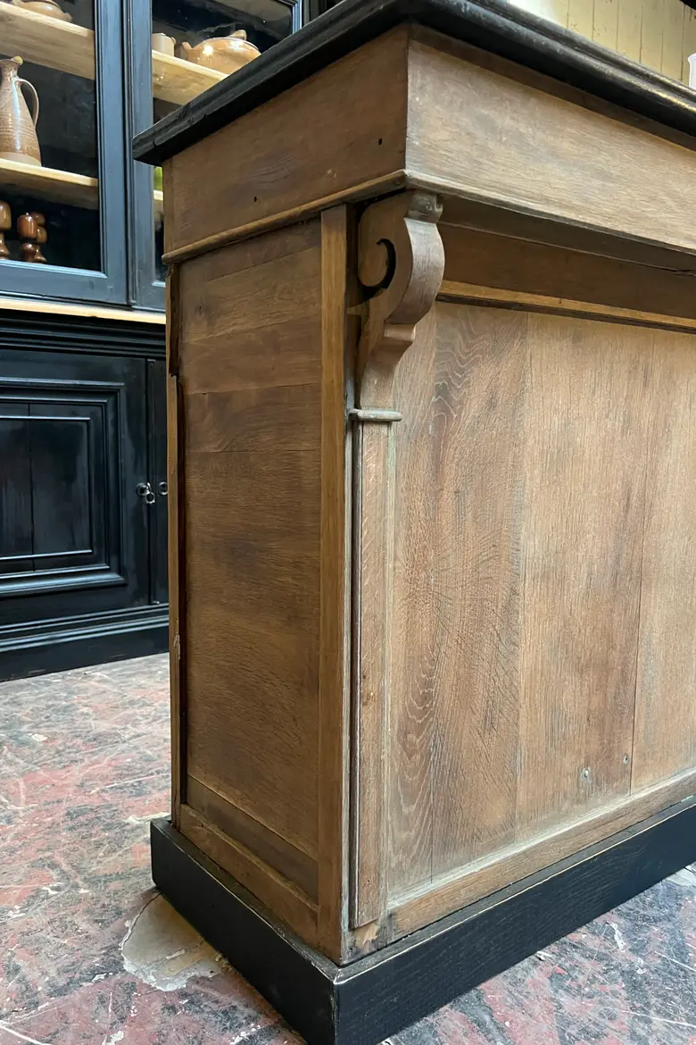 Petit comptoir de caisse en chêne Début XXème
