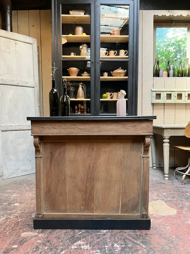 Petit comptoir de caisse en chêne Début XXème