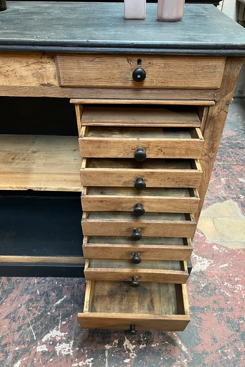 Petit comptoir de caisse en chêne Début XXème