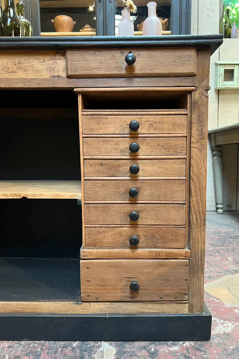 Petit comptoir de caisse en chêne Début XXème