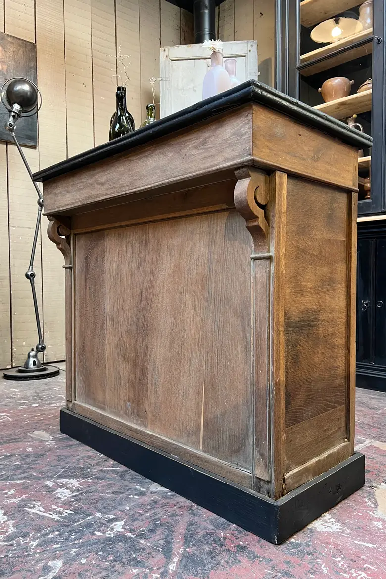 Petit comptoir de caisse en chêne Début XXème