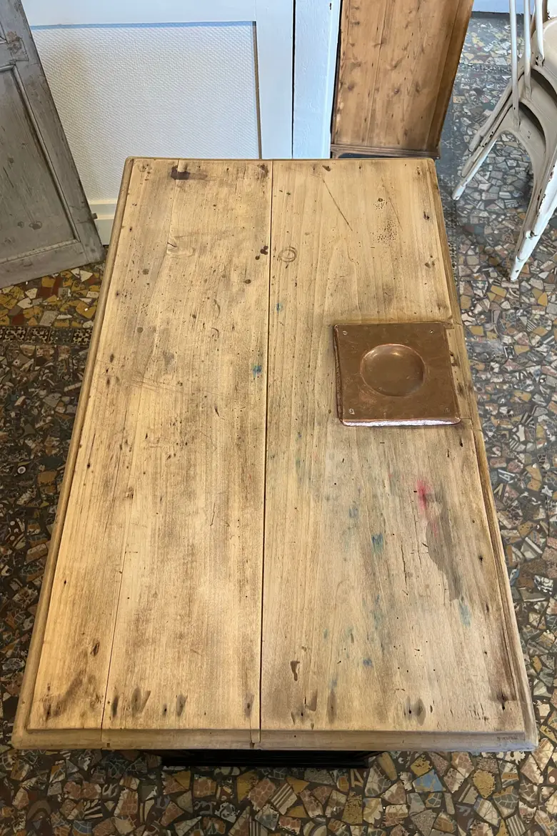 Petit comptoir de caisse en sapin Début XXème