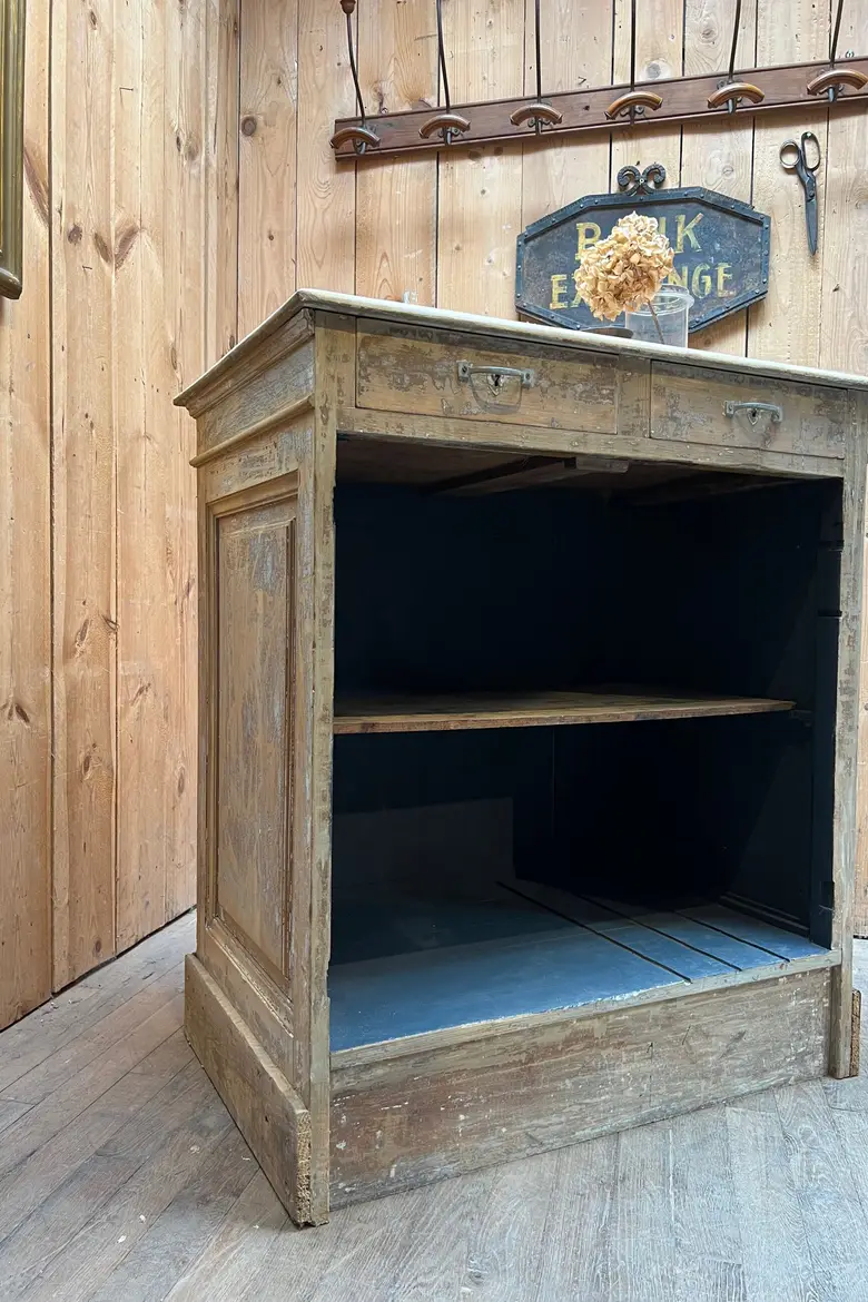 Petit comptoir de caisse en sapin Début XXème