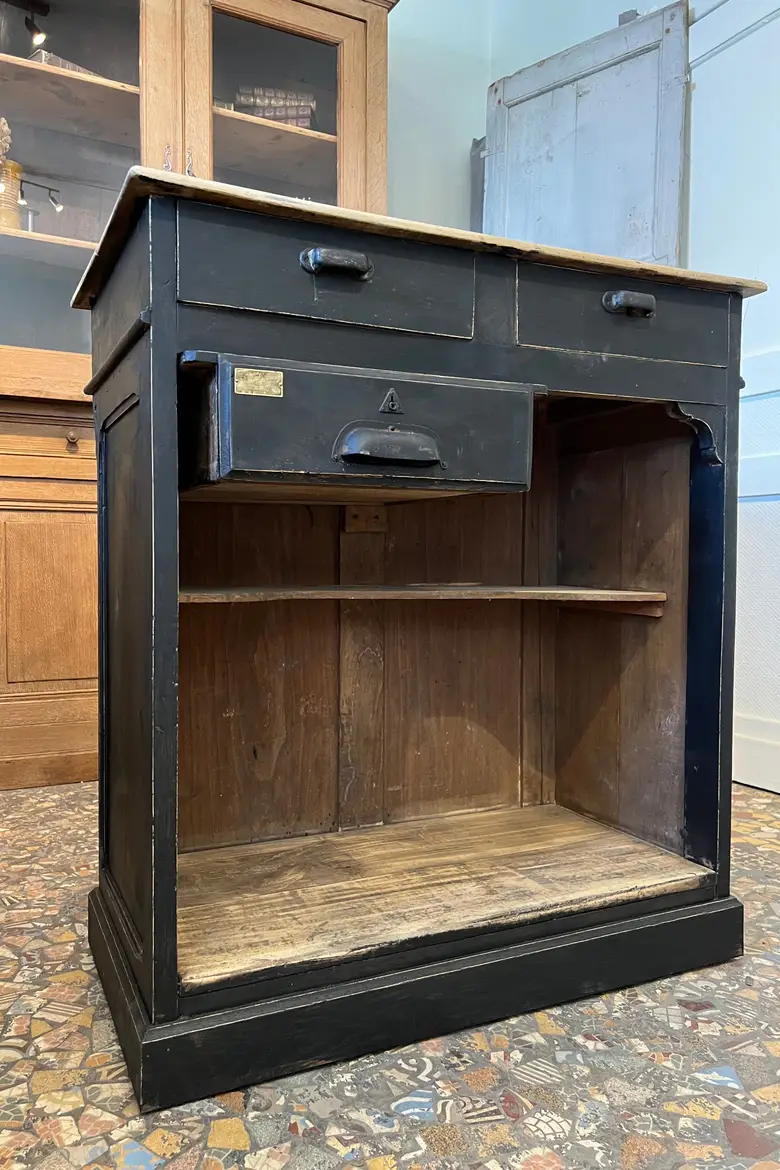 Petit comptoir de caisse en sapin Début XXème