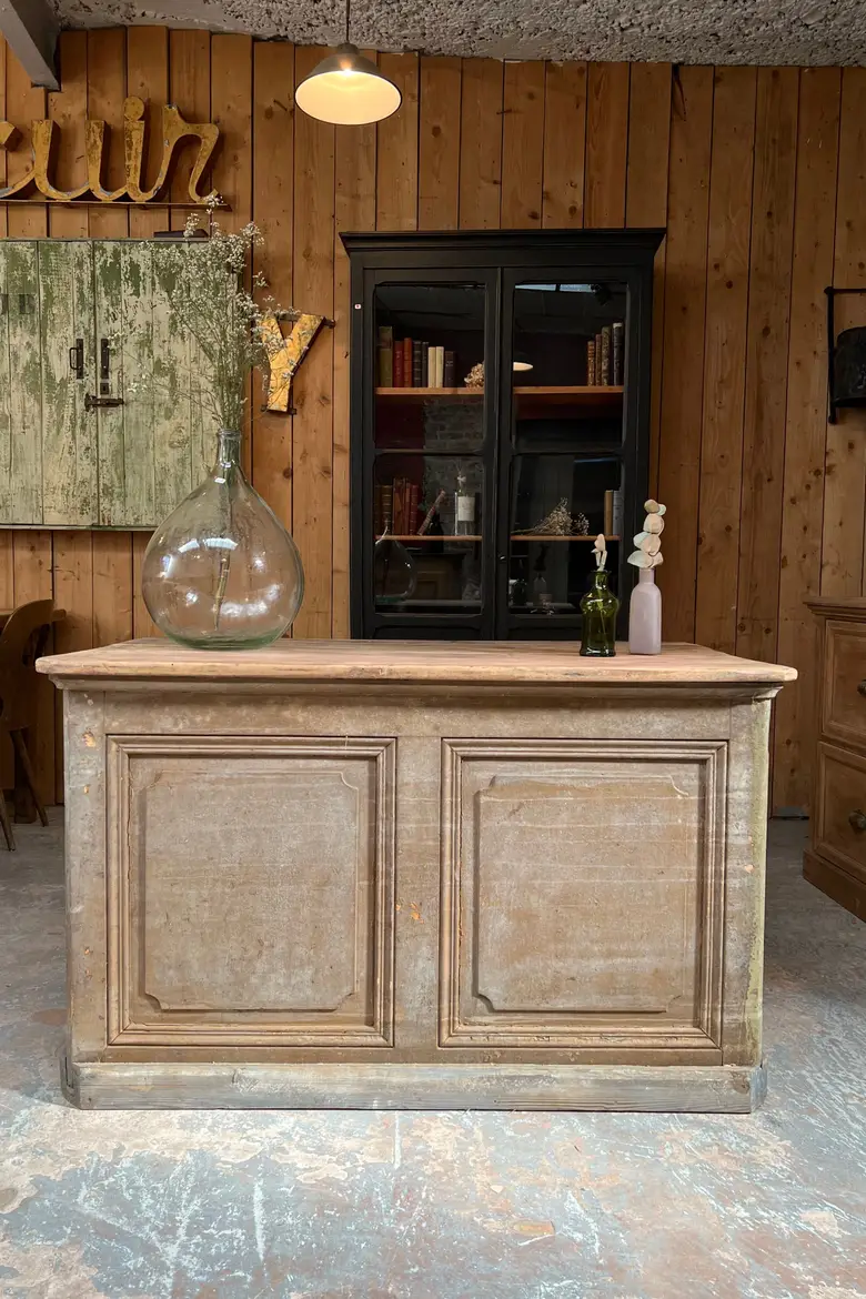 Petit comptoir patiné en bois XIXème
