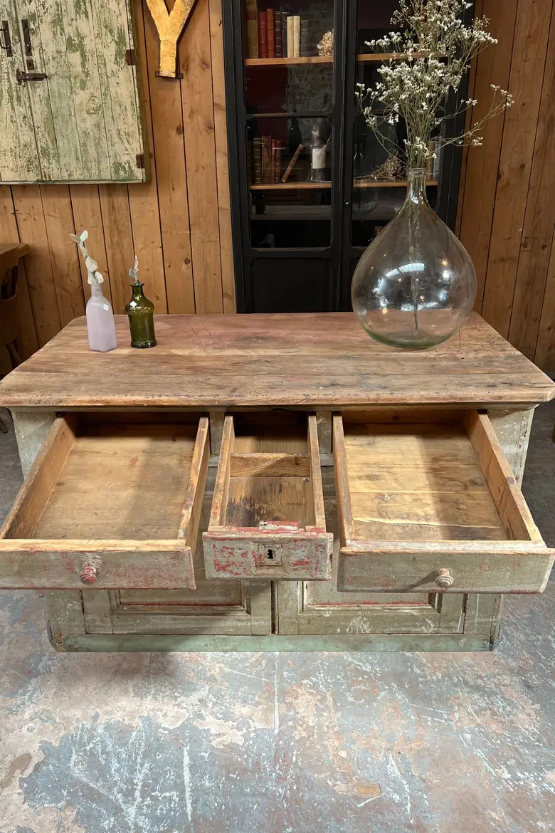 Petit comptoir patiné en bois XIXème