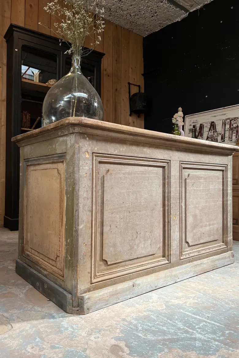 Petit comptoir patiné en bois XIXème