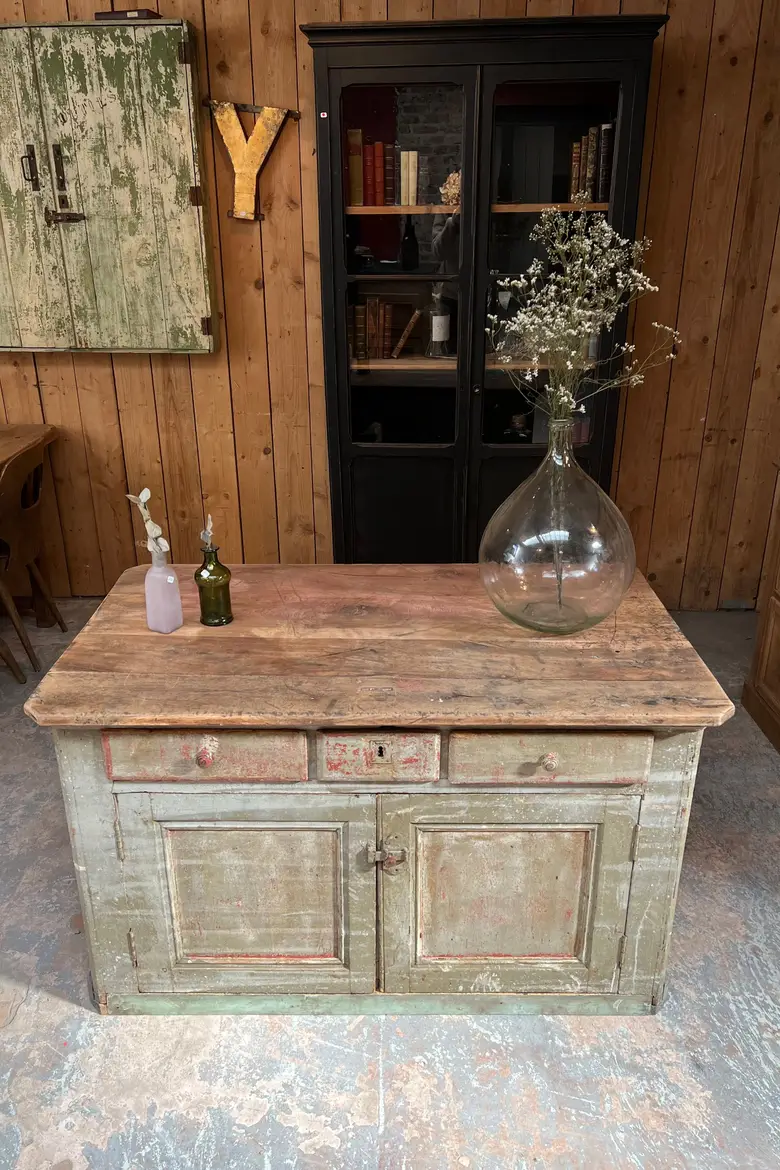 Petit comptoir patiné en bois XIXème