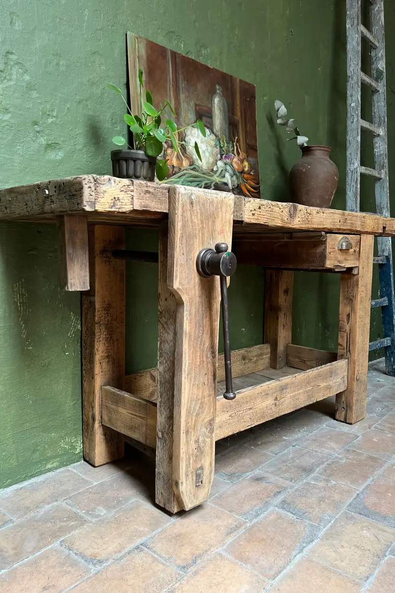 Petit établi d’atelier en bois Début XXème