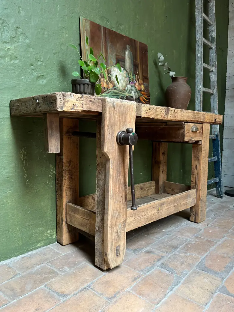 Petit établi d’atelier en bois Début XXème