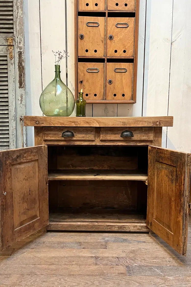 Petit établi rustique en bois Début XXème
